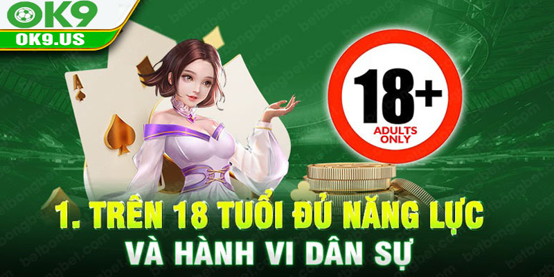 1. Trên 18 tuổi đủ năng lực và hành vi dân sự